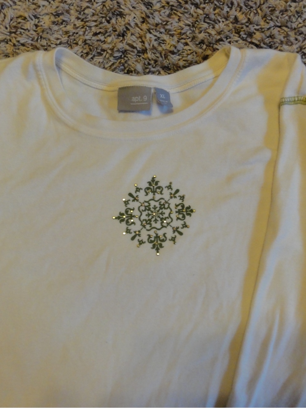 Cool Girl White Long Sleeve Top with Green Design